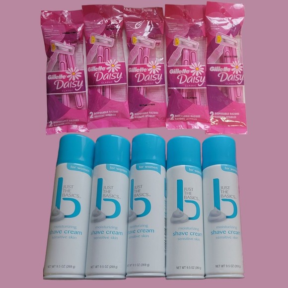 5 Just The Basics Moisturizing Sensitive Skin Shave Cream 5 Gillette Razors